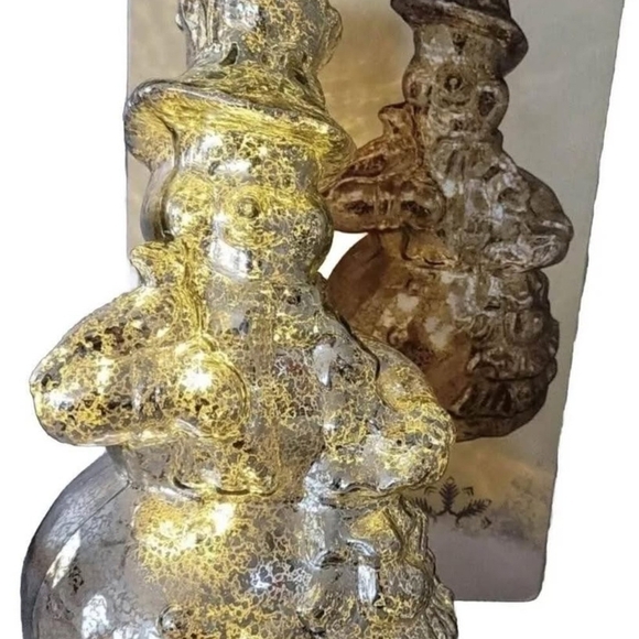 Glass Snowman Figurine with LED Lights - Picture 4 of 7